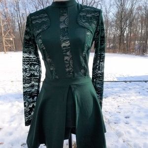 Women's Long Sleeve High Neck Skirt Romper